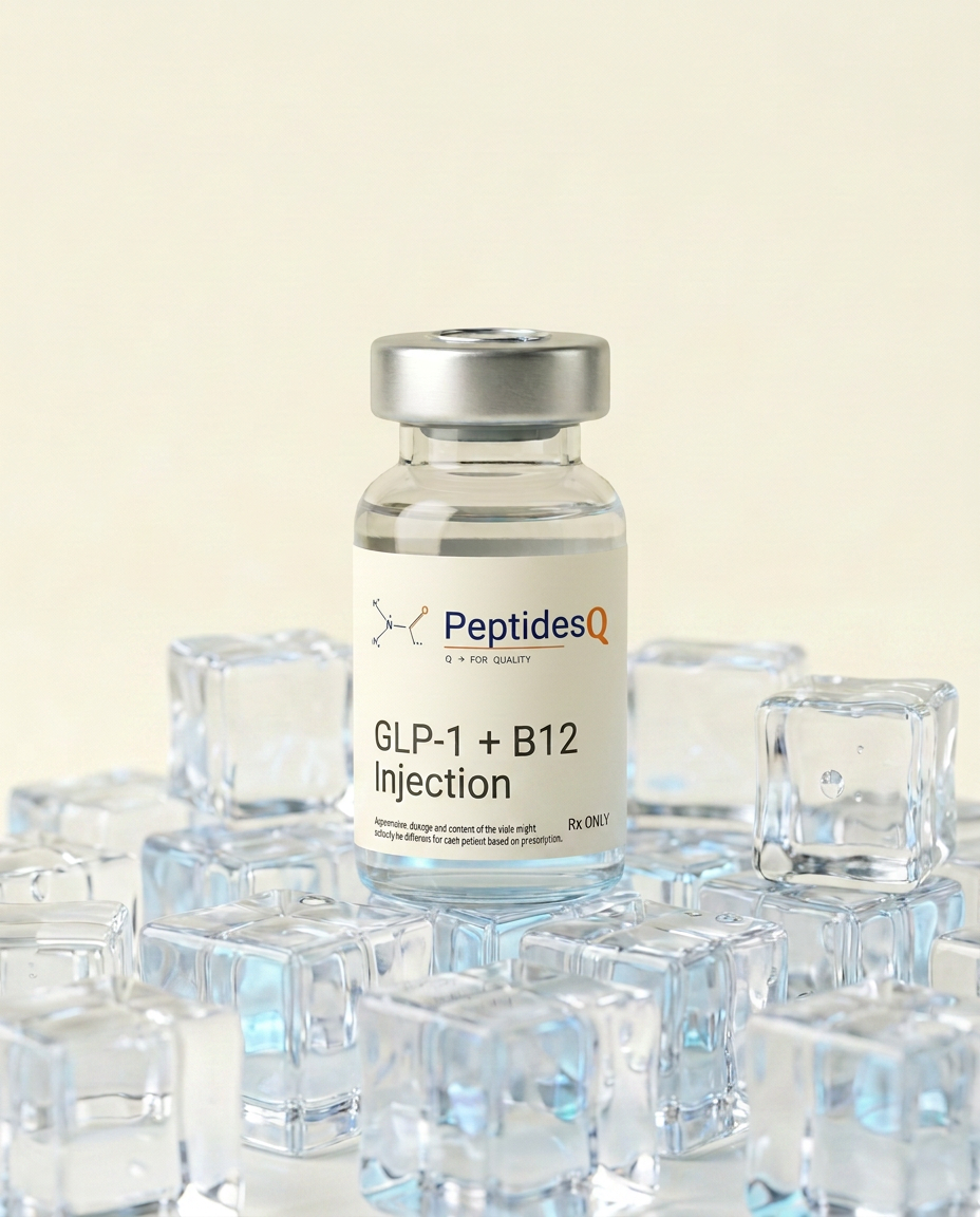A peptide vial in warm morning light